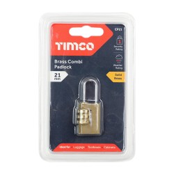 Timco Combination Padlock Brass 21mm